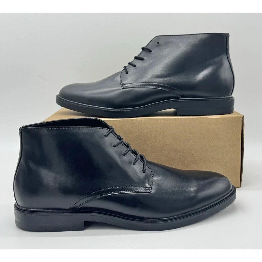 Kenneth Cole Reaction Black Leather Chukka Boots Men's Size 12 Lace Up